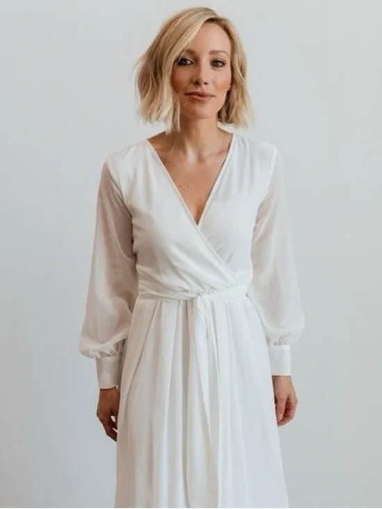 Baltic Born White Long Sleeve Wrap Maxi Dress - Picture 2 of 6